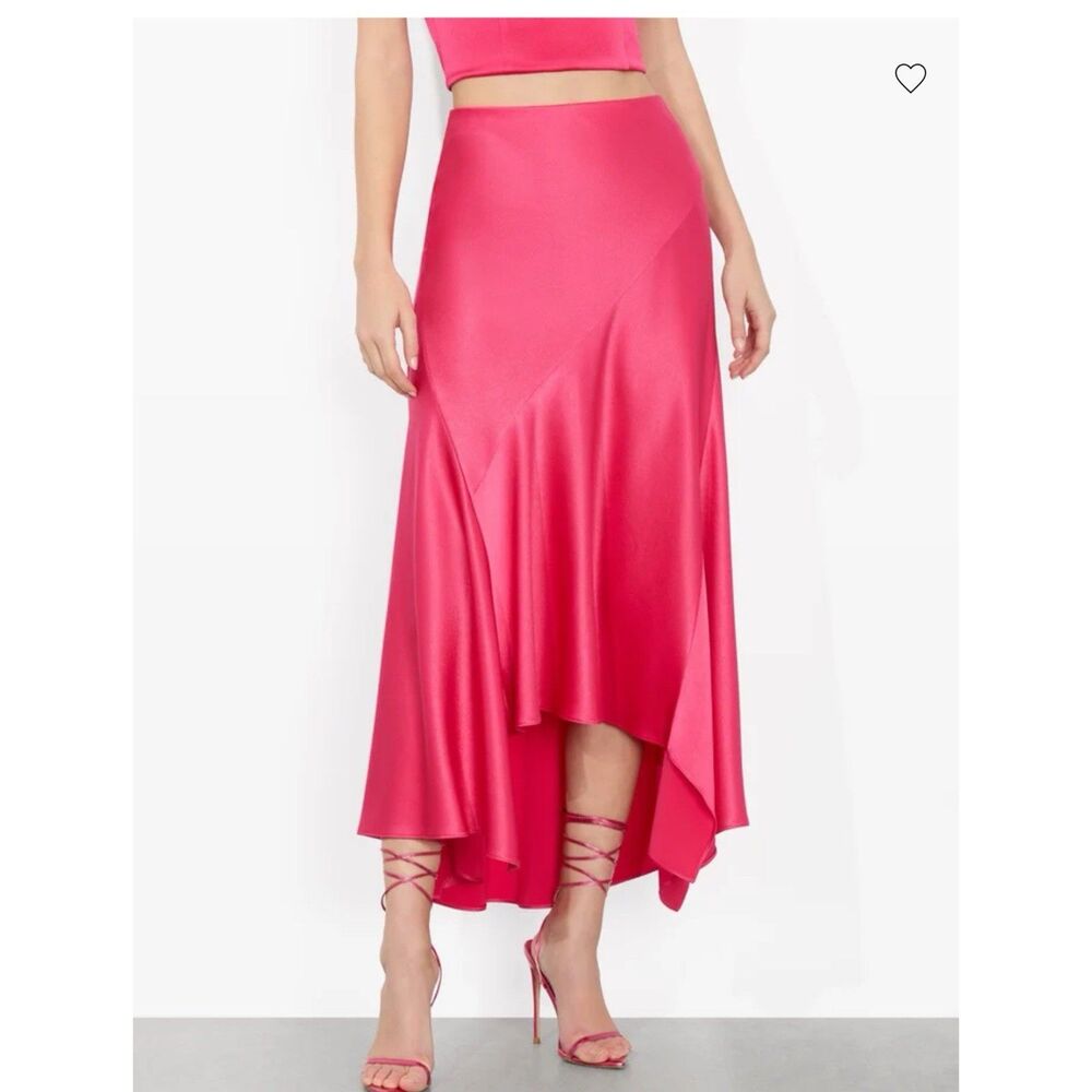 Alice + Olivia Rosa Slip Skirt  Pink Asymmetric Feminine Satin Women's Size 10